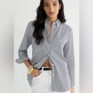 J. Crew Classic Blue Stripe Cotton Button Down Shirt Size 10
